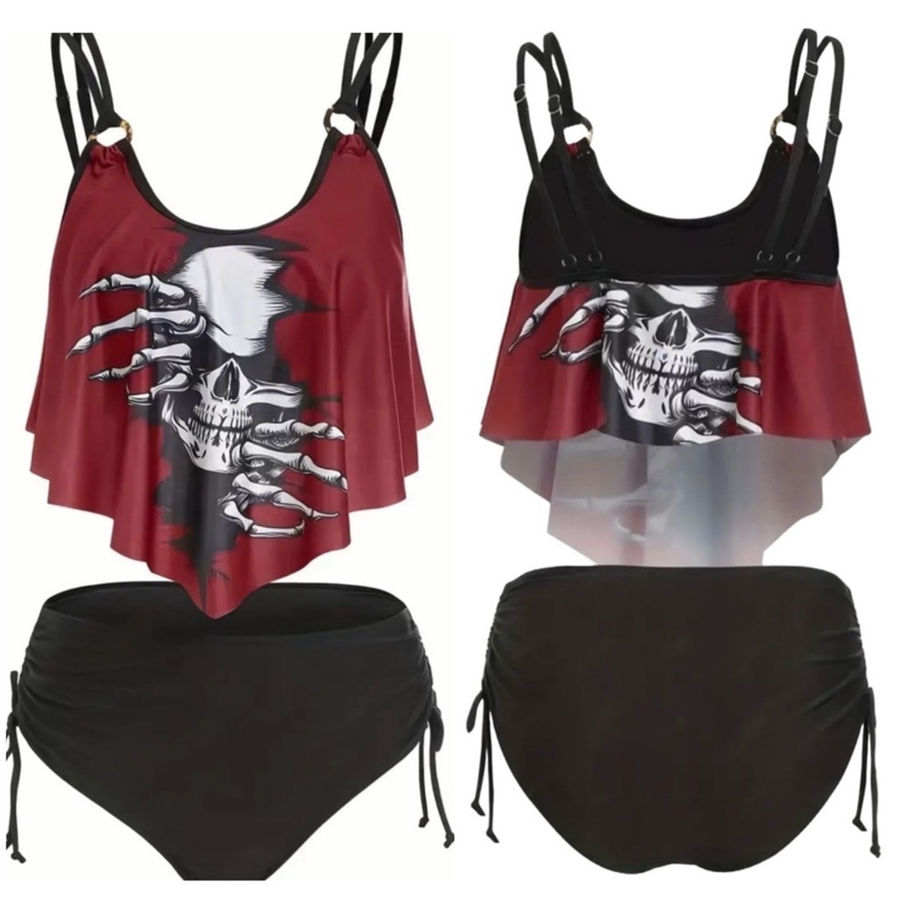Gothic Skull Graphic Tankini Set